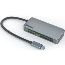 Sandberg USB-C Multi Card Reader Pro – Les og skriv på flere minnekort (SDG136-38, 1 Eske)