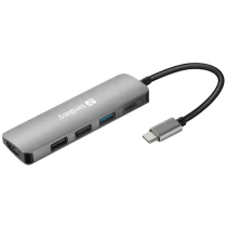Sandberg USB-C Dock HDMI+3xUSB+PD 100W, 1 Stykk, SEN-136-32