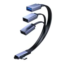 MicroConnect USB-C Vinklet splitterkabel til USB2.0 + USB2.0 + USB3.0 Sort, 1 Stykk, SEN-W129034711