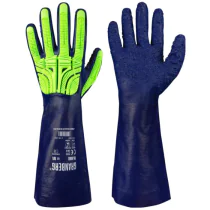 Granberg 6060 Hansker – Kjemikaliebeskyttelse, Høy Slitestyrke (115.6060, Blå/grønn, 6 Par, størrelse-10)