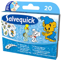 Cederroth Plaster Salvequick Bamse – Bamsedesign, komfortabel, tre størrelser (077000743, 1 Boks)