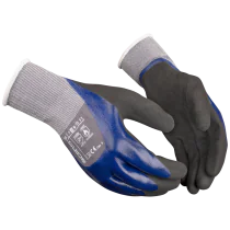 Guide 593 Arbeidshanske – Olje- og væskebestandig (223590373, Blå/Svart, 12 Par, størrelse-7)