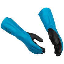 Uvex Kjemikaliebeskyttelseshanske – Godt grep, høy fleksibilitet (616080372, Blå/Svart, 10 Par, størrelse-7)