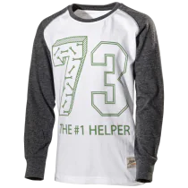 L.Brador Langermet T-skjorte – Komfortabel, slitesterk (800050250, Grå/Hvit, 1 Stykk, størrelse-98/104)