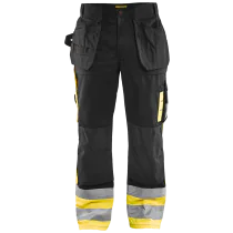 Blåkläder Bukser – Høy Synlighet, Spikerlommer ( 811430271, Svart/Gul, 1 Stykk, størrelse-C156 )