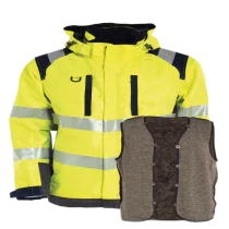 Tranemo Skalljakke – Flammehemmende, Vanntett (51369494-XS, Gul/marineblå, 1 Stykk, størrelse-XS)