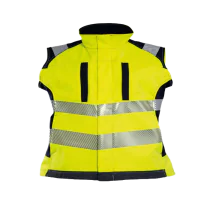 Tranemo Dame Softshellvest – Flammehemmende, Vannavvisende (51699594-S, Gul/marineblå, 1 Stykk, størrelse-S)