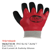 Traffi Cut A Hansker – Vannavstøtende, Høy Komfort(TG1060-07, Rød/Sort, 10 Par, størrelse-7)