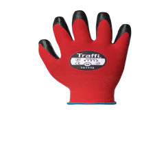 Traffi Cut 1 Hansker – Lettvekts, Høy Komfort(TG1170-06, Rød/Sort, 10 Par, størrelse-6)