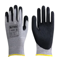 Nitrex 245N Kuttbestandige Hansker – Høy slitestyrke, utmerket grep(245N-07, Svart/grå, 10 Par, størrelse-S)