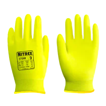 Unigloves Nitrex 370W Hansker – Høy slitestyrke, termisk beskyttelse(370W-07, HV Gul, 10 Par, størrelse-S)