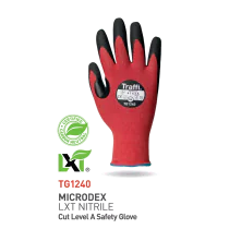 Traffi LXT Cut A Hansker – Høy slitestyrke, utmerket grep(TG1240-12, Rød/Sort, 10 Par, størrelse-12)