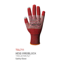 Traffi Anti-Viral Dot Hansker – Berøring Kompatibel(TGL711-L, Rød/grå, 10 Par, størrelse-L)